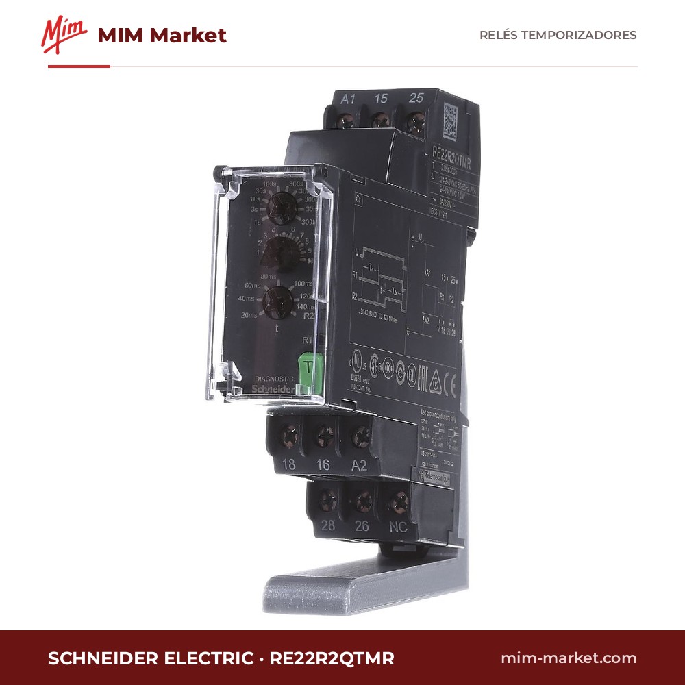 Relé temporizador Schneider Electric RE22R2QTMR – 24-240 V ac / 240 V dc, Estrella-triángulo