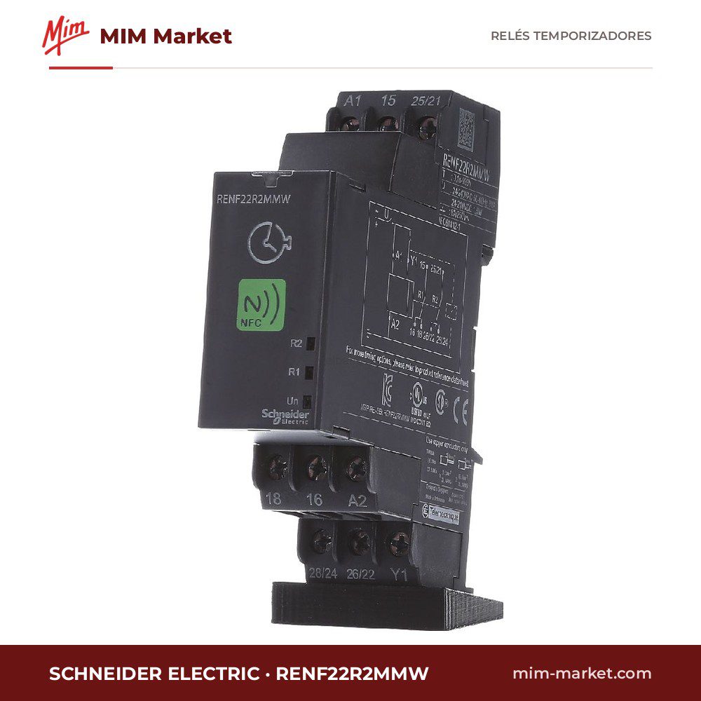 Relé temporizador Schneider Electric RENF22R2MMW – 12-240 V ac / 24 - 240 V dc, Multifunción