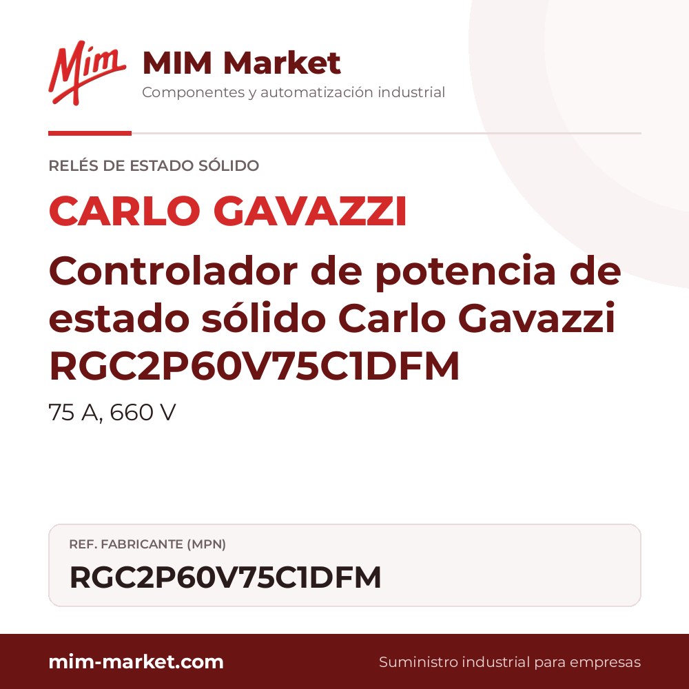 Controlador de potencia de estado sólido Carlo Gavazzi RGC2P60V75C1DFM – 75 A, 660 V