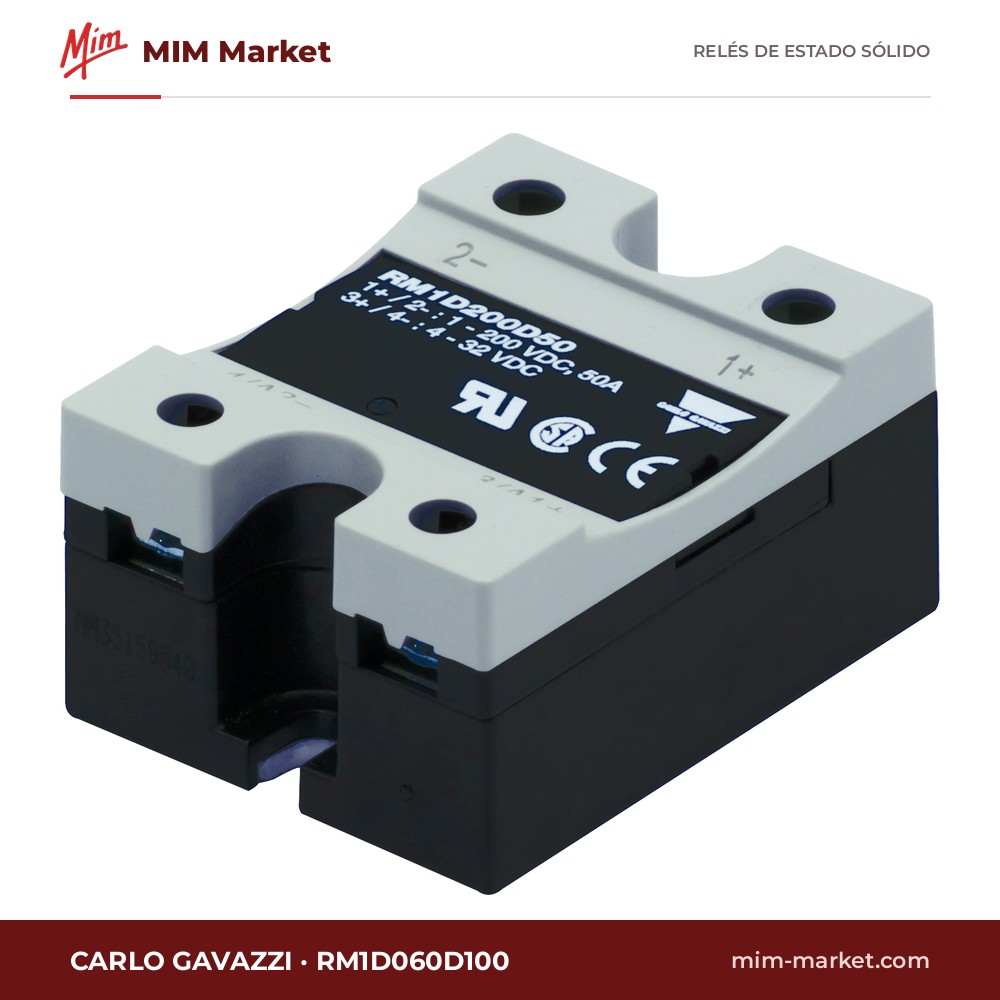 Relé de estado sólido Carlo Gavazzi RM1D060D100 – 100 A, 1-60 V dc