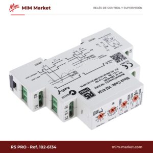 Relé de supervisión RS PRO SPDT, monofásico, carril DIN, 1 A-10 A, 230 V AC, 24 V AC (ref. 102-6134)