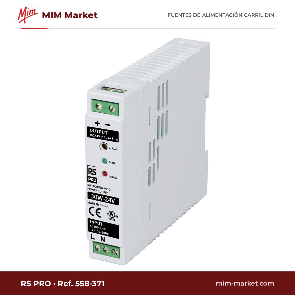 Fuente de alimentación para carril DIN RS PRO 1,3 A a 24 V DC