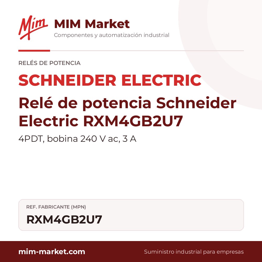 Relé de potencia Schneider Electric RXM4GB2U7 – 4PDT, bobina 240 V ac, 3 A