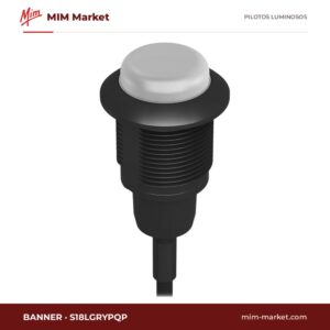 Piloto LED Banner S18LGRYPQP – serie S18L EZ-LIGHT, tricolor verde/rojo/amarillo, 10 … 30 V DC, Ø18 mm, cable PVC de 150 mm con conector M12 de 4 pines, IP67, IP69K, NEMA 4X