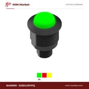 Piloto LED Banner S22DLGRYPQ – serie S22DL EZ-LIGHT (Daylight Visible), tricolor verde/rojo/amarillo, 10 … 30 V DC, Ø22 mm, conector M12 de 4 pines integrado, IP67, IP69K, NEMA 4X