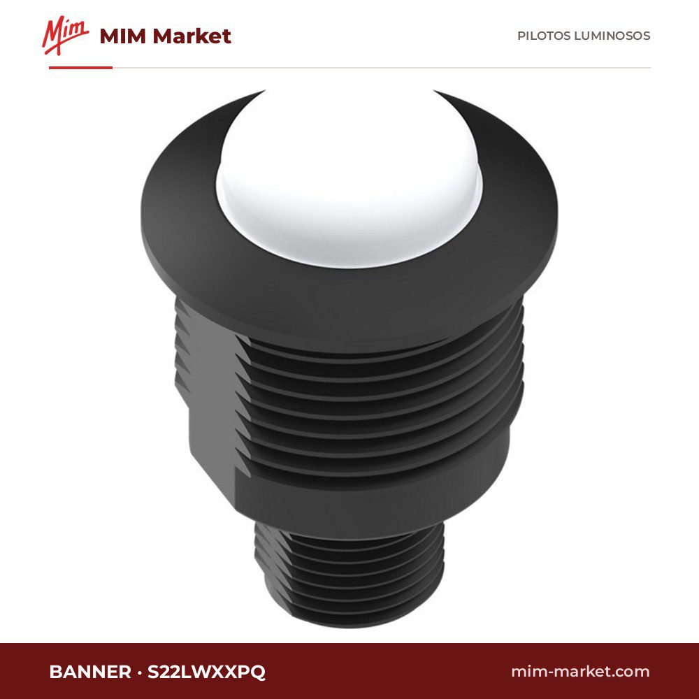 Piloto LED Banner S22LWXXPQ – serie S22L EZ-LIGHT, blanco, 10 … 30 V DC, Ø22 mm, conector M12 de 4 pines integrado, IP67, IP69K, NEMA 4X