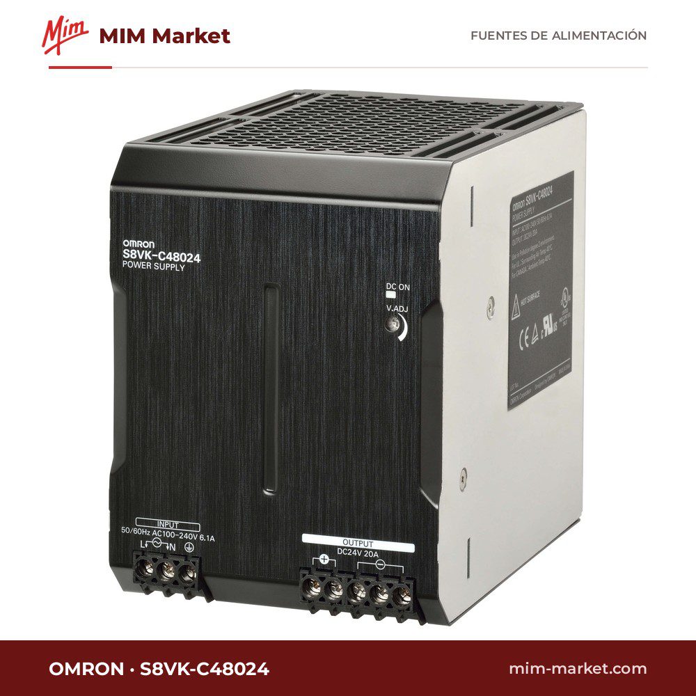 Fuente de alimentación carril DIN Omron S8VK-C48024 – 24 V DC, 20 A, 480 W