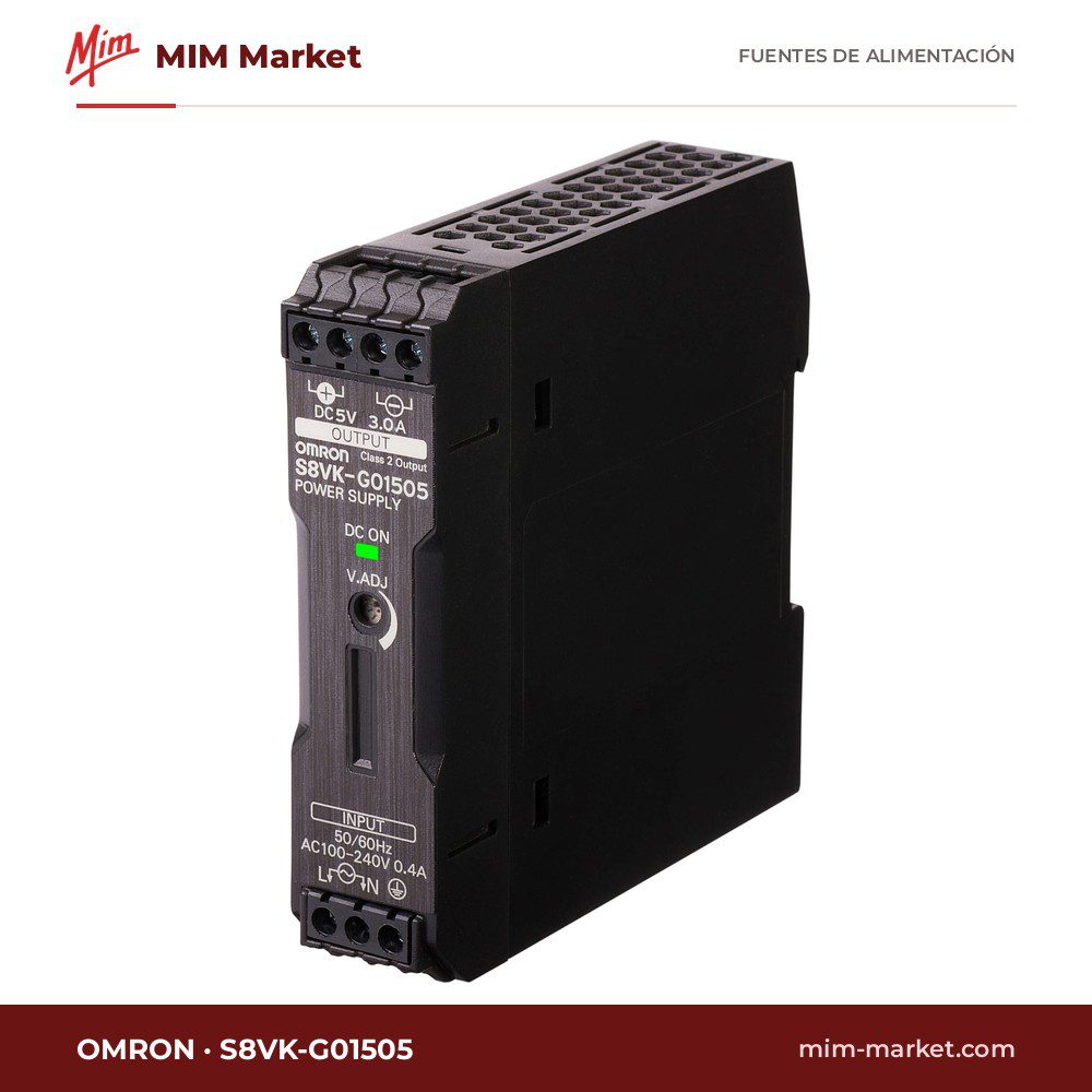 Fuente de alimentación carril DIN Omron S8VK-G01505 – 5 V DC, 3 A, 15 W