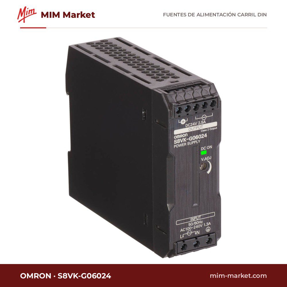 Fuente de alimentación carril DIN Omron S8VK-G06024 – 24 V dc, 2.5 A a 24 V dc