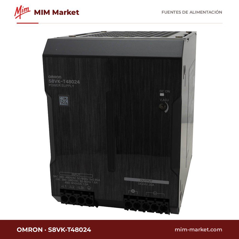 Fuente de alimentación carril DIN Omron S8VK-T48024 – 24 V DC, 20 A, 480 W