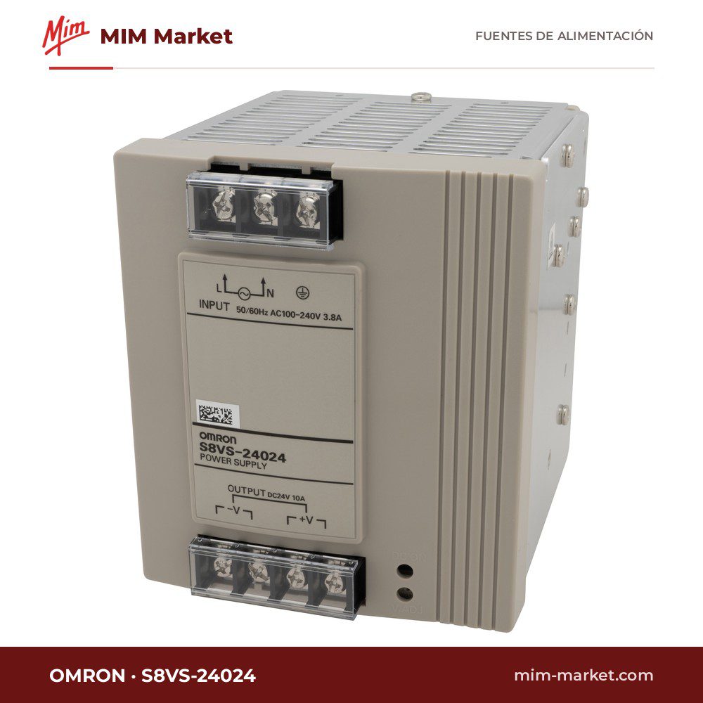 Fuente de alimentación carril DIN Omron S8VS-24024 – 24 V DC, 10 A, 240 W