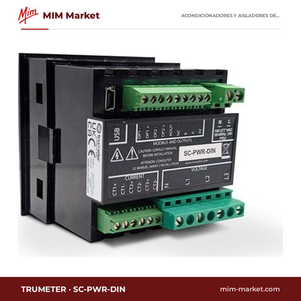 Acondicionador de señal de potencia Trumeter SC-PWR-DIN – redes 1F/3F, Modbus RTU, 100…277 V AC