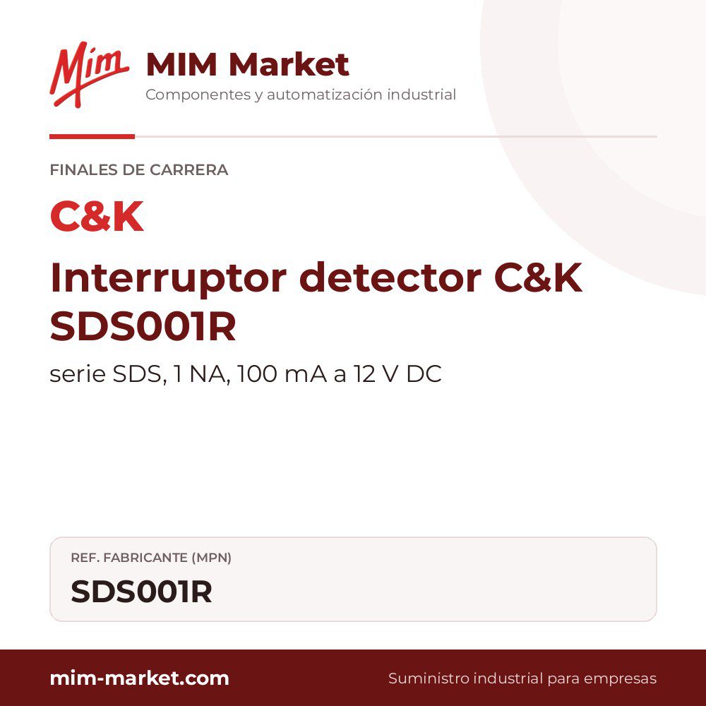 Interruptor detector C&K SDS001R – serie SDS, 1 NA, 100 mA a 12 V DC