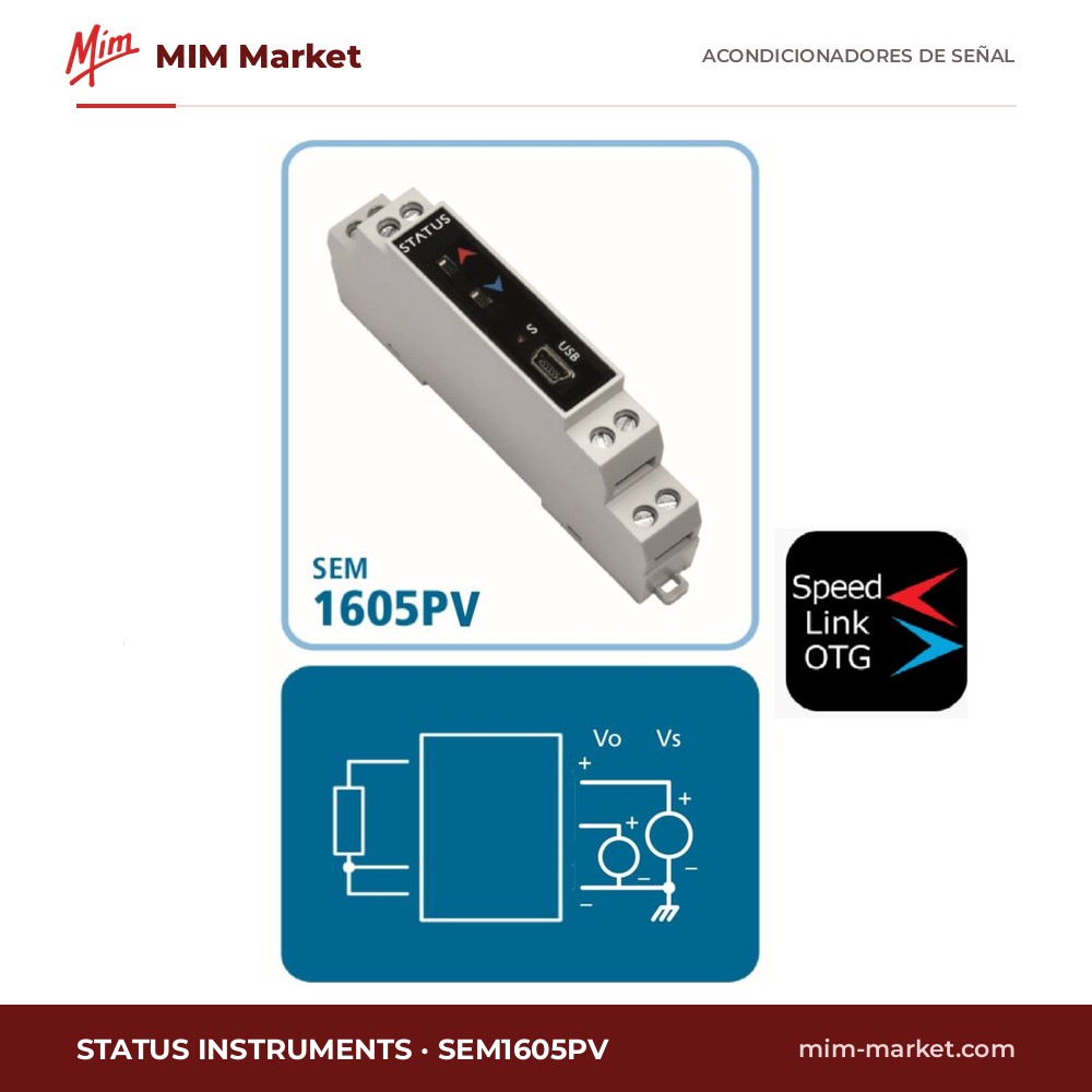 Transmisor de temperatura para Pt100 Status Instruments SEM1605PV – entrada Pt100, salida de tensión