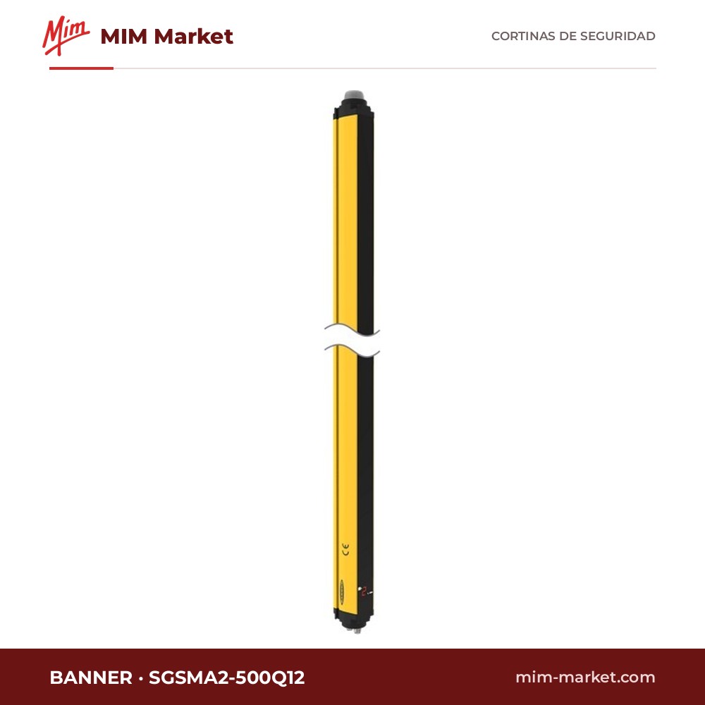 Rejilla multihaz de seguridad Banner SGSMA2-500Q12 – SGS, unidad activa, 2 haces / 500 mm, 0,5…8 m, muting, tipo 4