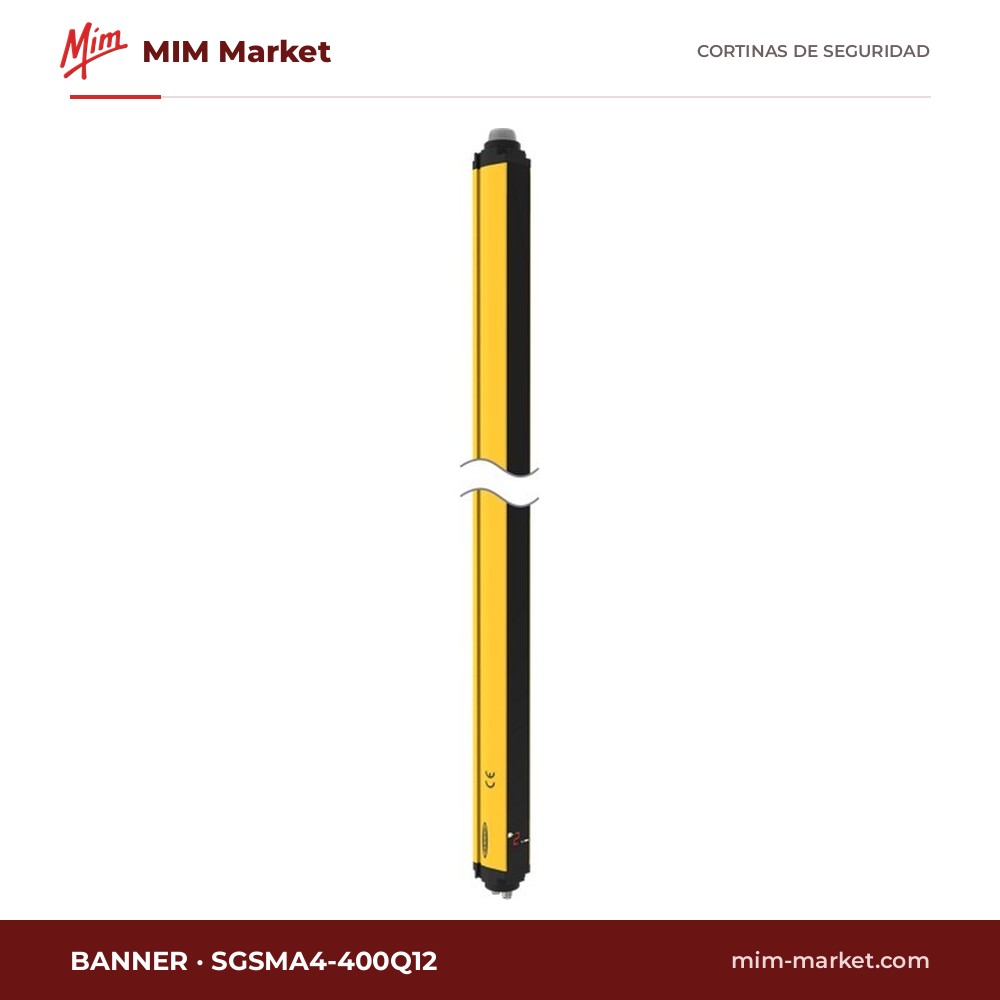 Rejilla multihaz de seguridad Banner SGSMA4-400Q12 – SGS, unidad activa, 4 haces / 400 mm, 0,5…8 m, muting, tipo 4