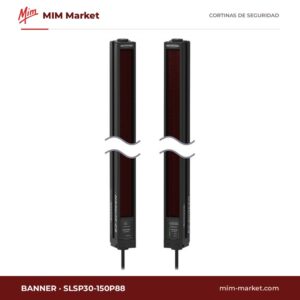 Cortina de luz de seguridad Banner SLSP30-150P88 – EZ-SCREEN, par emisor + receptor, 30 mm, 150 mm, 18 m, tipo 4