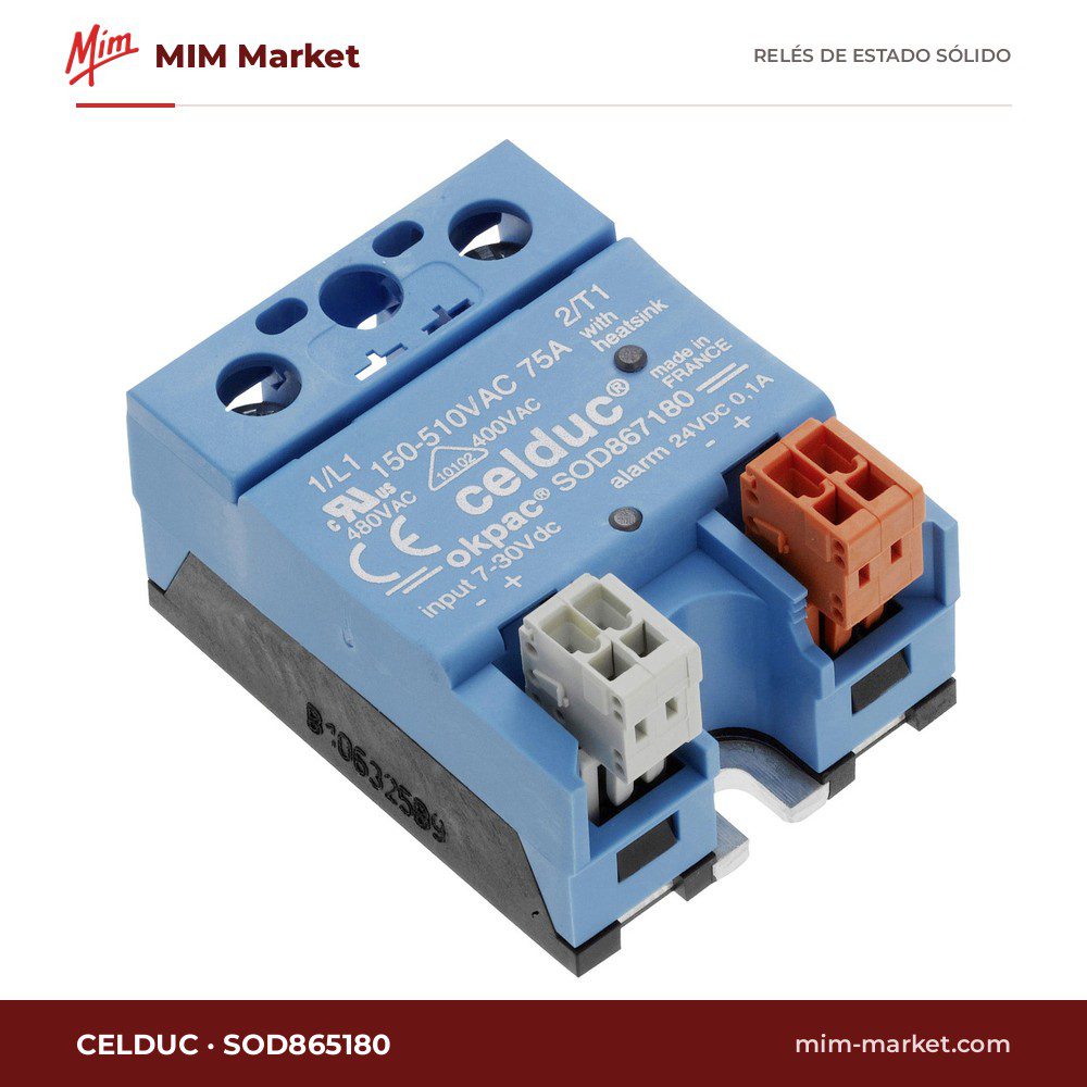 Relé de estado sólido Celduc SOD865180 – 50 A, 150-510 V ac