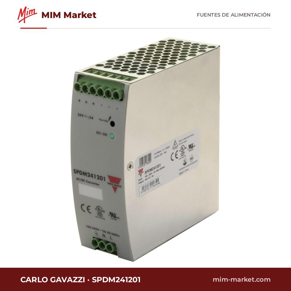 Fuente de alimentación carril DIN Carlo Gavazzi SPDM241201 – 24 V DC, 5 A, 120 W