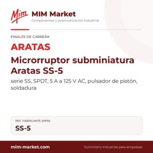 Microrruptor subminiatura Aratas SS-5 – serie SS, SPDT, 5 A a 125 V AC, pulsador de pistón, soldadura