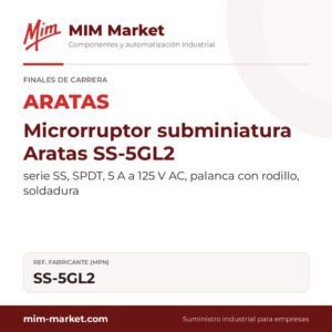 Microrruptor subminiatura Aratas SS-5GL2 – serie SS, SPDT, 5 A a 125 V AC, palanca con rodillo, soldadura