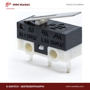 Microrruptor subminiatura E-Switch SS0750301F040P1A – serie SS, SPDT, 3 A a 125 V AC, palanca articulada, PCB