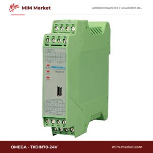 Transmisor de temperatura doble para carril DIN, 24 V Omega TXDIN70-24V – 2 canales, termopar/RTD/mV a 4…20 mA