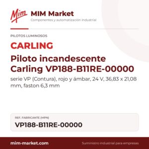 Piloto incandescente Carling VP188-B11RE-00000 – serie VP (Contura), rojo y ámbar, 24 V, 36,83 x 21,08 mm, faston 6,3 mm