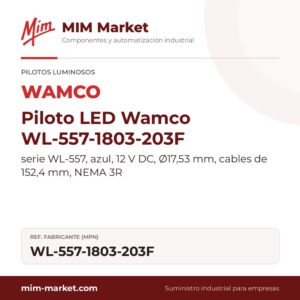 Piloto LED Wamco WL-557-1803-203F – serie WL-557, azul, 12 V DC, Ø17,53 mm, cables de 152,4 mm, NEMA 3R