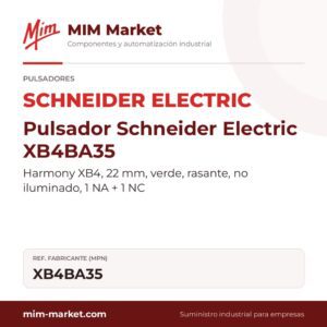 Pulsador Schneider Electric XB4BA35 – Harmony XB4, 22 mm, verde, rasante, no iluminado, 1 NA + 1 NC
