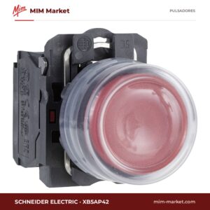 Pulsador Schneider Electric XB5AP42 – Harmony XB5, 22 mm, rojo, saliente con capuchón de goma transparente, 1 NC
