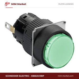 Piloto LED Schneider Electric XB6EAV3BP – serie Harmony XB6E, verde, 24 V DC, Ø16 mm, faston aislado 2,8 x 0,5 mm, IP65