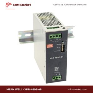 Fuente de alimentación carril DIN MEAN WELL XDR-480E-48 – 48 V dc, 1 salida 10 A a 48 V dc, 480 W