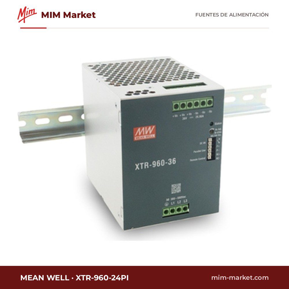 Fuente de alimentación carril DIN MEAN WELL XTR-960-24PI – 24 V DC, 40 A, 960 W