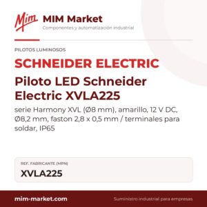 Piloto LED Schneider Electric XVLA225 – serie Harmony XVL (Ø8 mm), amarillo, 12 V DC, Ø8,2 mm, faston 2,8 x 0,5 mm / terminales para soldar, IP65